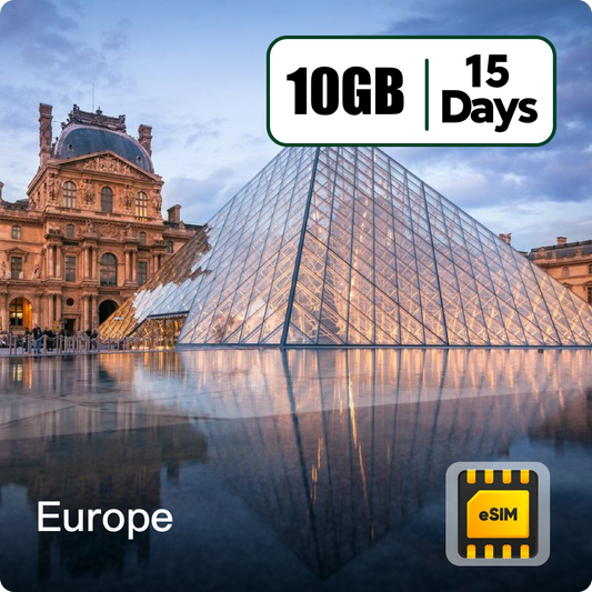 Europe eSIM Data Top-Up Plans 10GB 15Days