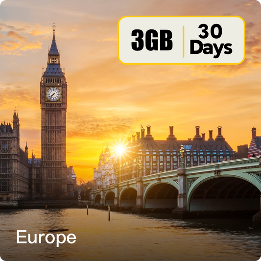Europe WiFi Data Top-Up Plans 3GB 30Days