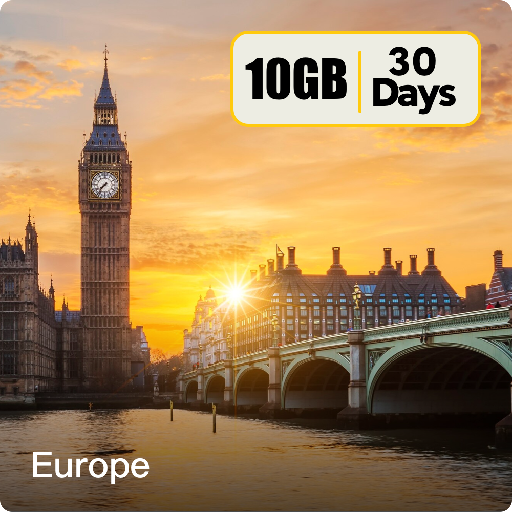 Europe WiFi Data Top-Up Plans 10GB 30Days
