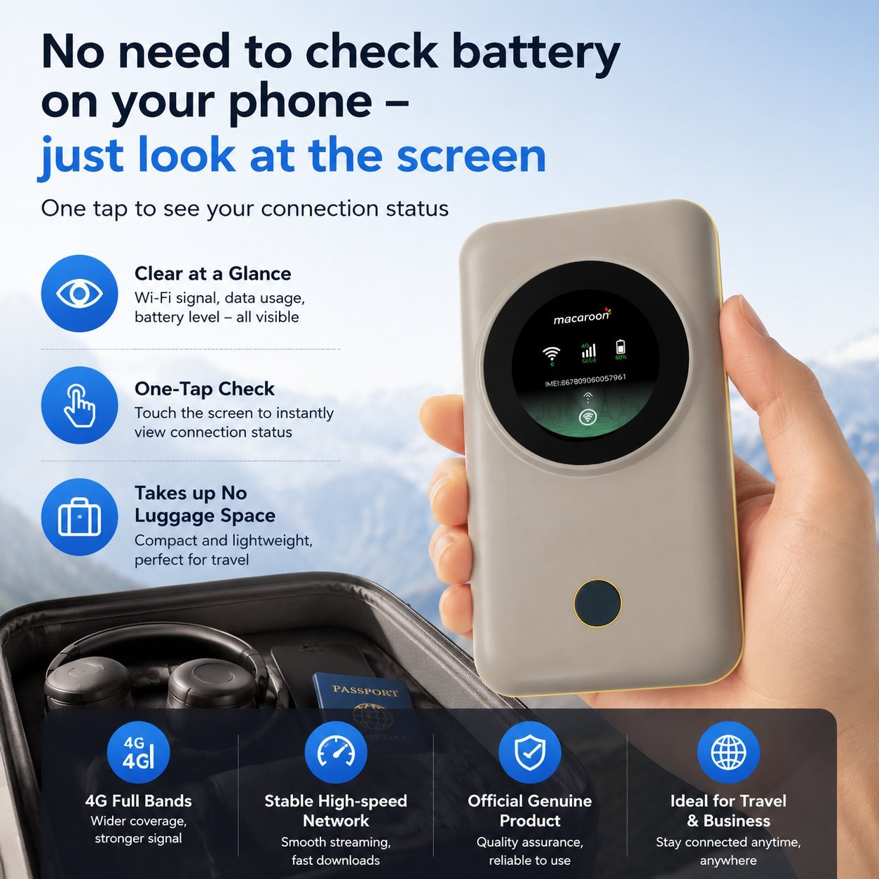 Portable 4G WiFi Hotspot for Travel | Connect in 150+ Countries | No SIM Needed