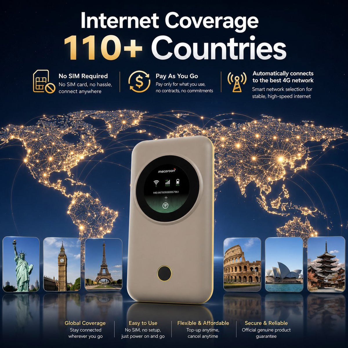 Portable 4G WiFi Hotspot for Travel | Connect in 150+ Countries | No SIM Needed