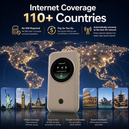 Portable 4G WiFi Hotspot for Travel | Connect in 150+ Countries | No SIM Needed